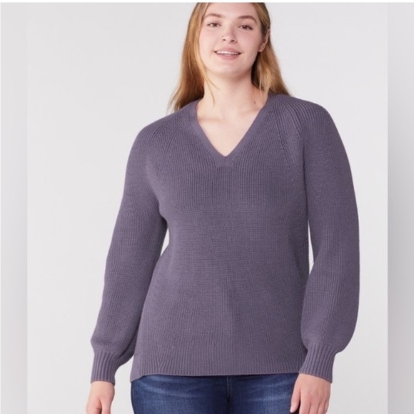 Athleta En Route Hanover Ribbed Balloon Sleeve Marino Wool Sweater Size 1X - Picture 1 of 11